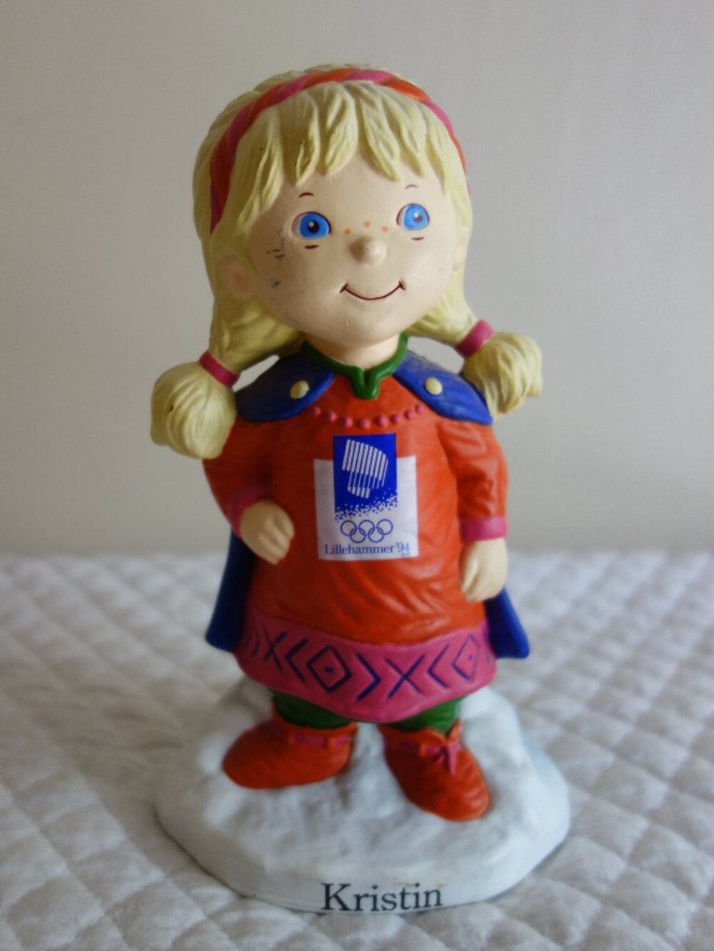 Vntg 1994 Lillehammer Norway Winter Olympics Kristin Piggy Bank / Coin Bank